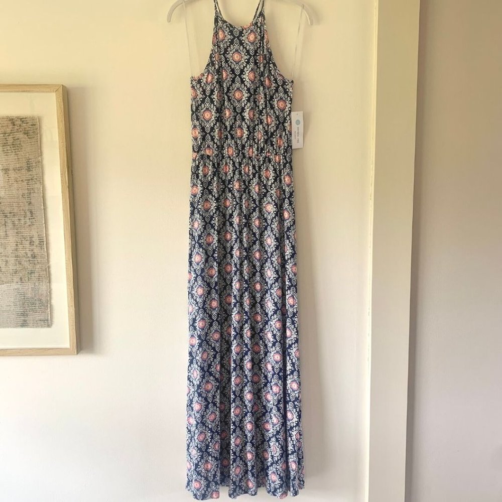 French Grey High Neck Maxi Dress Small